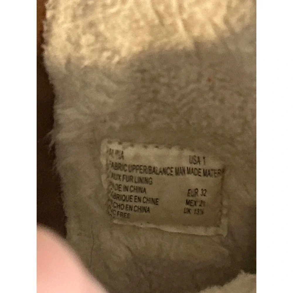 Michael Kors Girls Brown Faux Fur Trim Winter Boots Size 1 MK Logo Side Zip